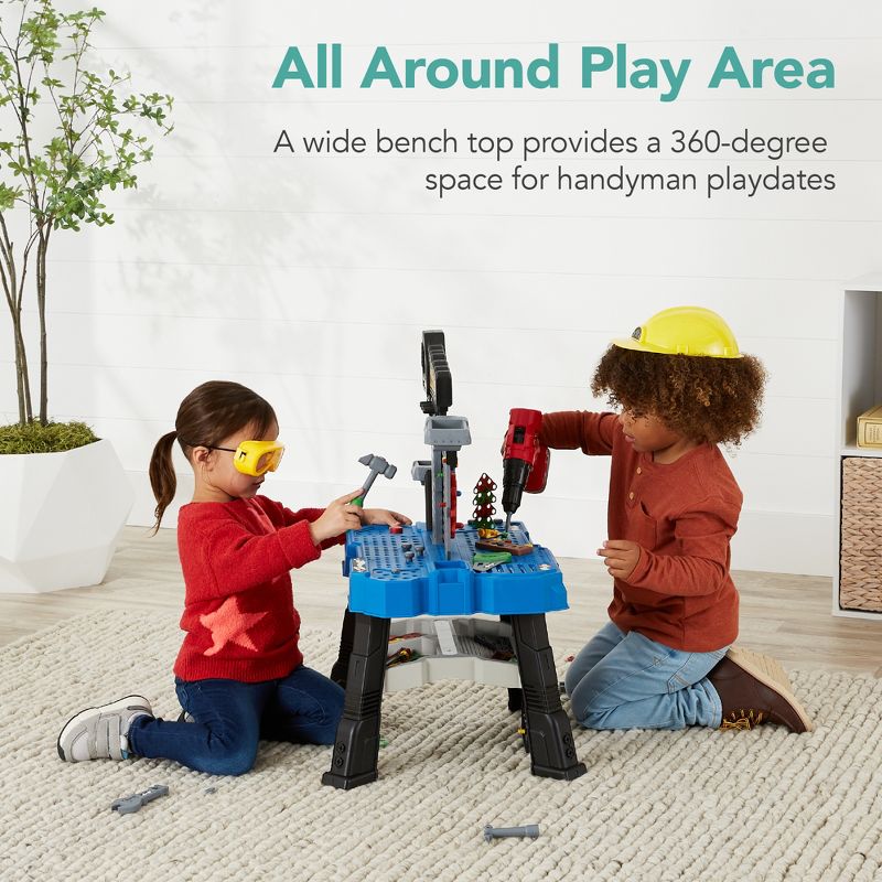 Best Choice Products Pretend Play Kid's Workbench, Child's Construction Toy Set w/ 150 Accessories, Electric Drill, 6 of 9