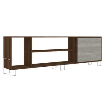 3 Open Compartments Wooden Entertainment TV Stand for TVs up to 70" Brown/White - The Urban Port