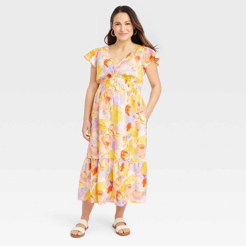 Flutter Sleeve Short Woven Maternity Dress - Isabel Maternity by Ingrid & Isabel™, 1 of 8