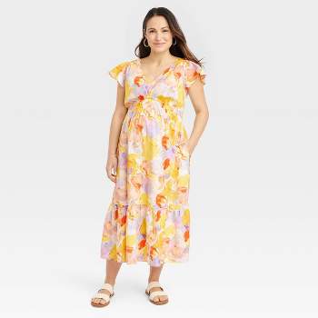 Flutter Sleeve Short Woven Maternity Dress - Isabel Maternity by Ingrid & Isabel™