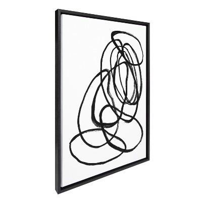 Nikki Chu Black and White Abstract Canvas Art with Black Frame