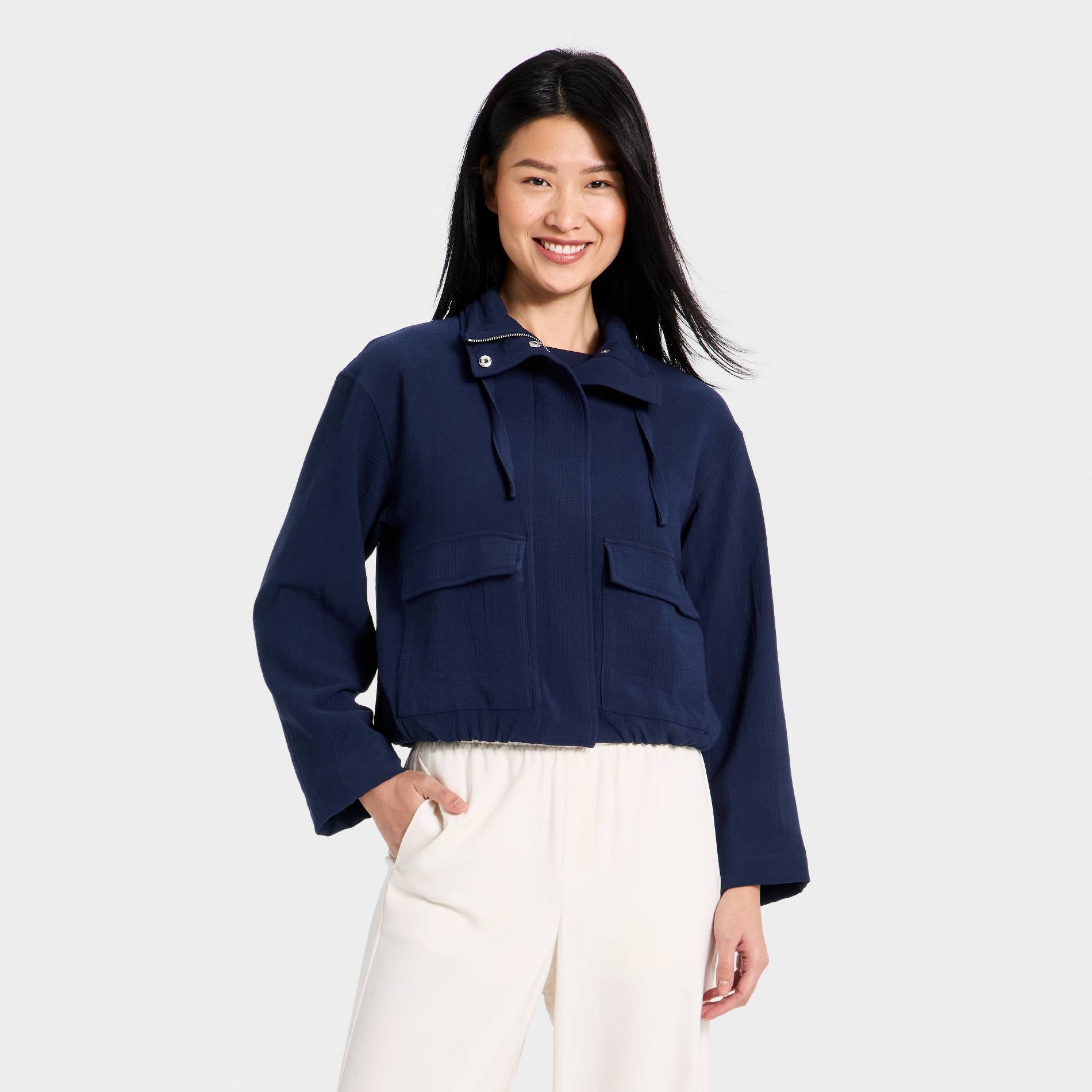 Women's Full Zipped Modern Gauze Jacket - A New Day™