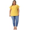 Agnes Orinda Women's Plus Size Round Neck Hollow Lace Panel Short Sleeve Casual Summer Blouses - 3 of 4