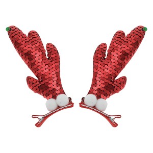 Unique Bargains Christmas Single Antlers Hair Clips for Christmas 1.97"x0.79"x4.72" 1 Pair - 1 of 4