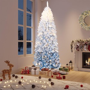Prelit Ombre Christmas Tree with 230 LED Lights, Flocked Branches, Easy Setup - for Home, Office, Party Decor - 1 of 4