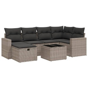 vidaXL 6 Piece Patio Sofa Set with Cushions Poly Rattan - 1 of 4