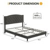 Queen Size Bed Frame Upholstered Platform Bed with Adjustable Button Tufted & Nailhead Trim Headboard - 2 of 4