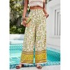 Women's Summer Casual Boho Wide leg Pants High Waist Flowy Palazzo Pants With Ethnic Style Lounge Trousers - 3 of 4
