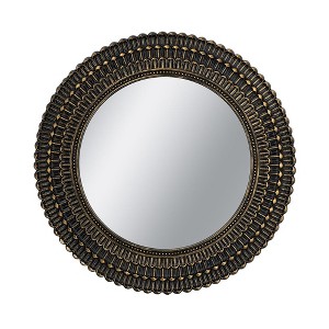 NicBex Round Wooden Accent Mirror With Woven Texture,Decorative Wall Mirror for Wall Decor,Bathroom,Bedroom,Living Room,Black+Gold - 1 of 4
