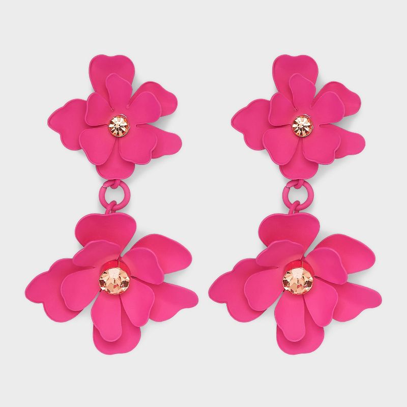 Sprayed Petals Double Drop Earrings - A New Day™, 1 of 7