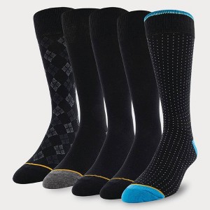 Signature Gold by GOLDTOE Men's Dot Crew Socks 5pk - Black 6-12.5 - 1 of 3