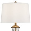 Regency Hill Harlow 28 1/2" Tall Traditional End Table Lamp Gold Clear Brass Finish Fluted Glass Metal Single White Shade Living Room Bedroom Bedside - 4 of 4