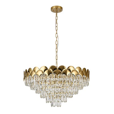 LLHZSY Mordern Glam Crystal Pendant Chandelier 8-Light Fixure for Kitchen Island Dining Room Living Room-24 2/5-in W X 12 3/5-in H-Chrome/Gold