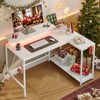 Pinmoco 42" Reversible L-Shaped Gaming Desk, LED Carbon Fiber Desk with Monitor Stand & Headset Hooks, Carbon Fiber White - 4 of 4