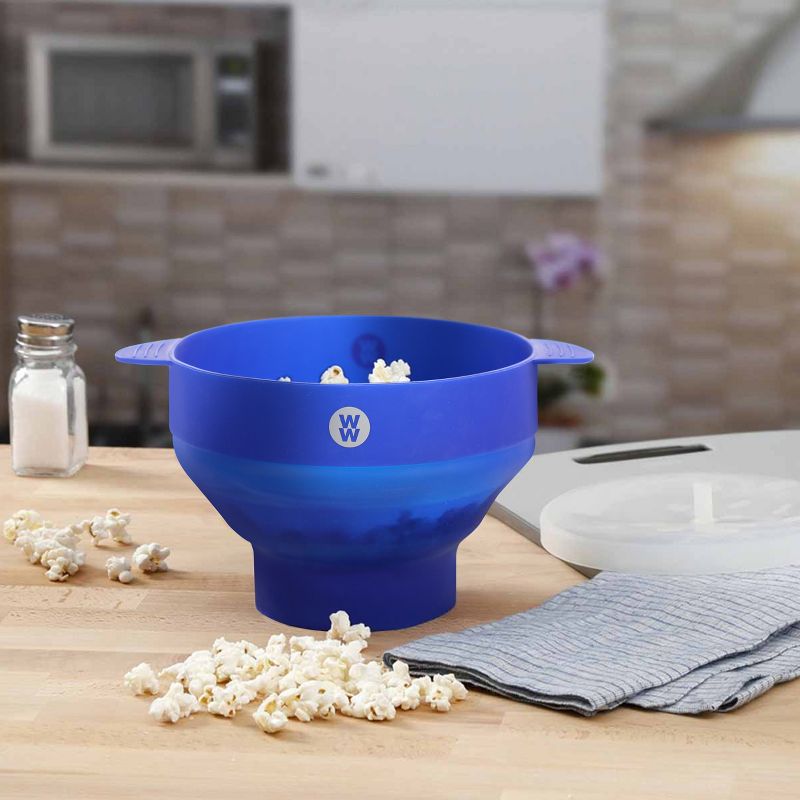 WW Healthy Kitchen 2 Piece Silicone Microwave Popcorn Popper in Blue, 2 of 6