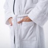 Modern Cotton Absorbent Traditional Adult Unisex Solid with Monogram Bath Robe by Blue Nile Mills - 3 of 4