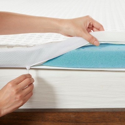 Full 2" Gel Memory Foam Mattress Topper with Zippered Cover