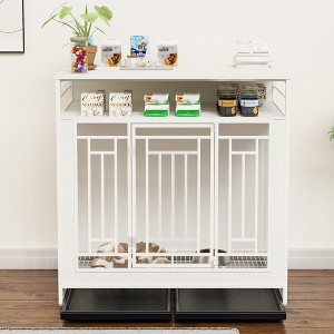 Gulches 43.3" Wooden Dog Crate Furniture for Large Dogs - Double Door Kennel with Divider & Storage Drawers - 1 of 4
