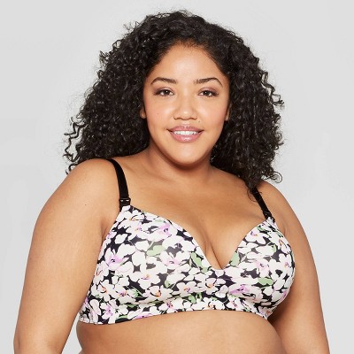Image of Women's Nursing Wirefree Bra - Auden™ Black Floral 40DD