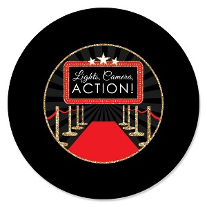 Big Dot of Happiness Red Carpet - Movie Night Party Circle Sticker Labels - 24 Count - 1 of 4