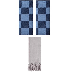 REGALWOVEN 3 Packs Checkered and Tassels Absorbent Soft Cotton Bathroom Hand Towel - 1 of 4