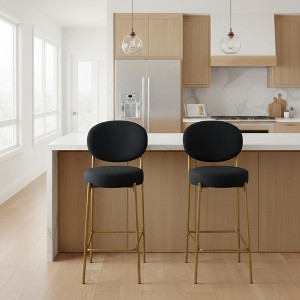 Homy Casa 29" Upholstered Velvet Bar Stools Set of 2 - 1 of 4