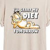 Women's - Garfield - Start My Diet Tomorrow Oversized Graphic T-Shirt - 2 of 4