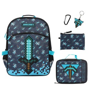 Minecraft Diamon Sword 5-Piece 16” Backpack And Lunch Set For