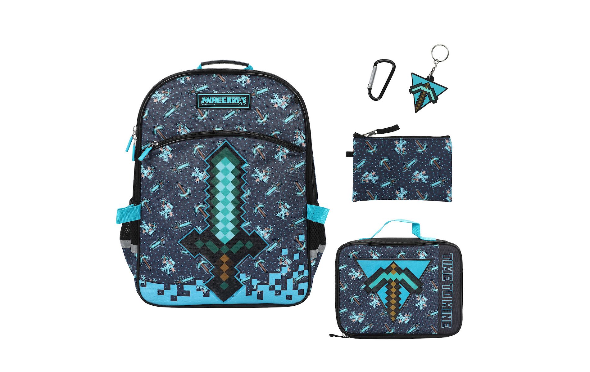 Minecraft Diamon Sword 5-Piece 16” Backpack And Lunch Set For School & Travel