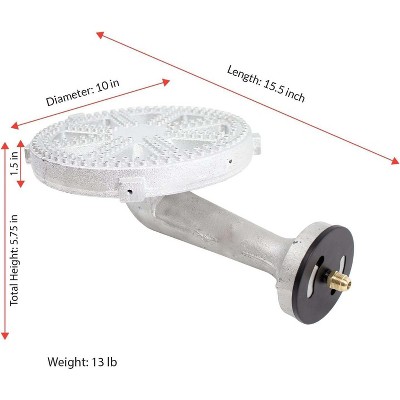 GasOne 10 in High Pressure Silver Propane Burner Head with Regulator Hose