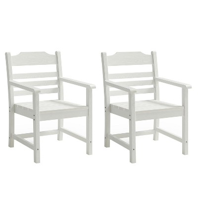 NicBex 2PC Outdoor Dining Chair,Pure White Patio Dining Chairs with Armrest,Modern Chairs Suitable for Patio,Garden,White