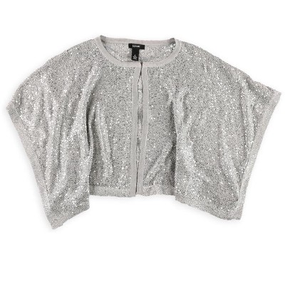 Alfani Womens Sequins Kimono Sweater, silverstream, S