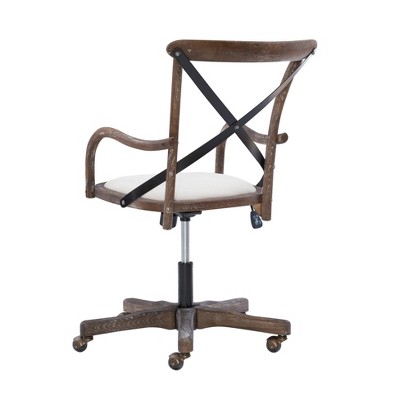 Carson Gray-Washed Wood and Fabric Café-Style Office Chair
