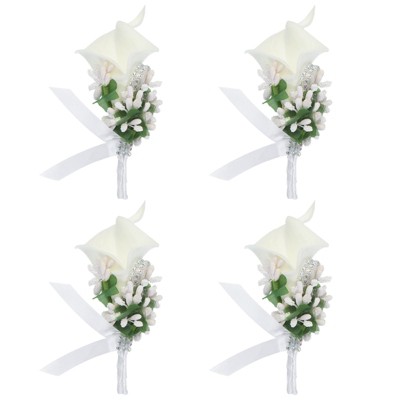 Unique Bargains Formal Dinner Party Wedding Groom Lily Boutonnieres Pins 4 Pcs