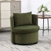 Modern Accent Chair, Round Manual Recliner Chair Sofa, 360-Degree Swivel Chair with Ottoman, Olive Swivel Chair with Storage Seatbase-Coolbibila - 2 of 4