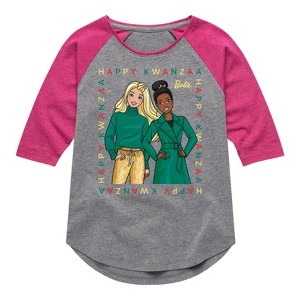 Girls' Barbie Holidays & Christmas  - Athletic Heather/Fuchsia - Small - 1 of 4