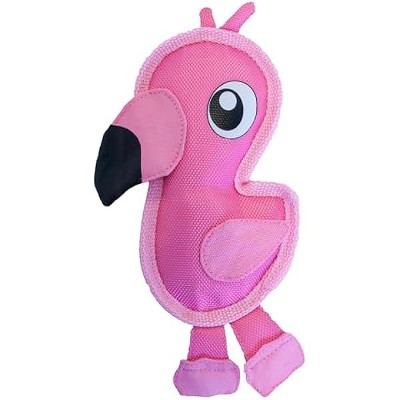 Outward Hound Fire Biterz Flamingo Plush Firehouse Material Interactive Dog Toy, Small