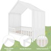 Angel Sar Montessori Floor Bed with Canopy, Twin Size House Shape Toddler Bed Frame with High Railings, White Wood Kids Bed with Roof - 3 of 4