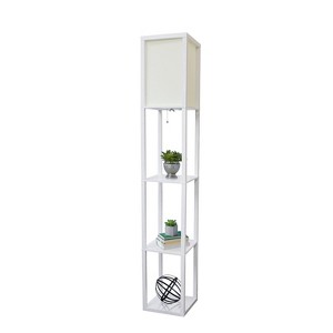 Column Shelf Floor Lamp with Linen Shade - Lalia Home - 1 of 4