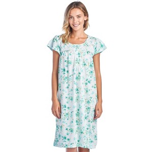 Casual Nights Women's Flowery Short Sleeve Nightgown - 1 of 4