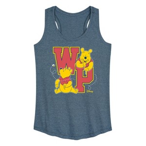 Women's - Winnie the Pooh - Collegiate WP With Bee Graphic Racerback Tank - 1 of 4