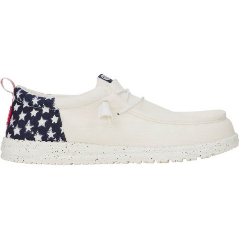 HEYDUDE Men Wally Funk Americana Stars, 4thof July Patriotic Shoes , White/Navy Blazer, 15