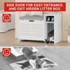 Cat Litter Box Enclosures with Top Opening with Cushion, Litter Box Furniture Hidden, Wooden Cat Washroom Indoor - 2 of 4