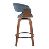 Set of 2 Vintage Modern Counter Height Barstools Walnut/Black/Blue - LumiSource: Fixed-Height, Swivel, Footrest - image 3 of 4