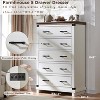 SinCiDo Farmhouse Drawer Dresser for Bedroom, Natural Texture & Metal Handles, Wood Storage Dressers Organizer for Bedroom, Living Room - 3 of 4