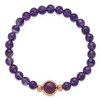 Chisel Stainless Steel Polished Rose IP-plated 6.5mm Amethyst Beaded Stretch Bracelet 7" - 3 of 4