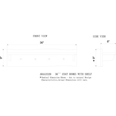 Alpine Natural Acacia Wood 39" Bench with Live Edge and Metal Coat Hooks