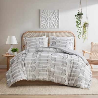 Intelligent Design 3pc Full/Queen Milani Clip Jacquard Comforter Set  Black/White