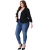 Agnes Orinda Women's Plus Size 3/4 Ruched Sleeve Notch Lapel Work Office Crop Suit Blazer - 3 of 4
