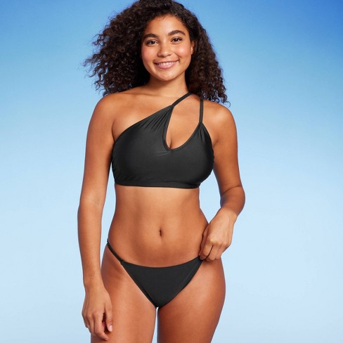 Women's Cut Out One Shoulder Bikini Top - Wild Fable™ Black D/dd Cup :  Target
